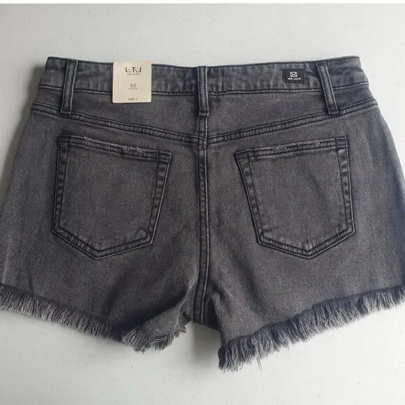 Anthropologie LTJ Letter to Juliet Acid Black cut off jean shorts NWT size xl - Picture 3 of 11